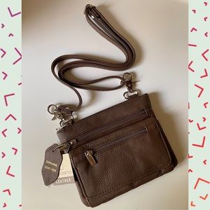 NWT Brown Leather Crossbody Bag